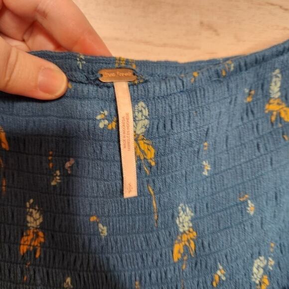 FREE PEOPLE Lana Blouse Size Small Mermaid Blue‎ - Picture 7 of 11